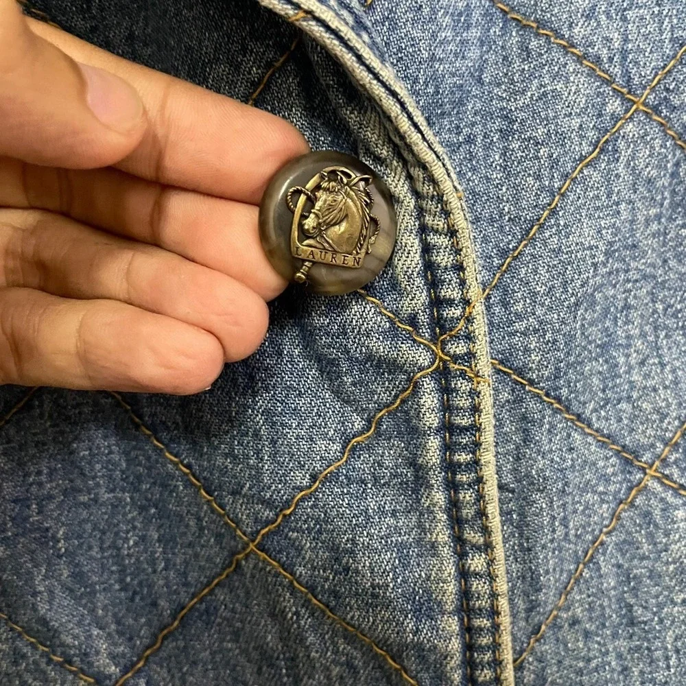 VINTAGE LAUREN BY RALPH LAUREN DENIM BUTTON JACKET | SZ:‎ L | NWOT - Picture 9 of 10